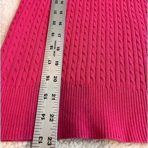 JEANNE PIERRE V Neck 3/4 Sleeve Barbie Pink 100% Cotton Size Large - Picture 9 of 9